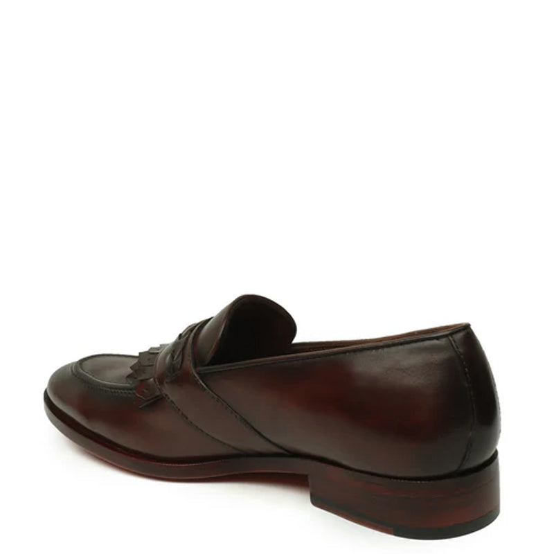 Patent Leather Slip-On Blue Loafer With Dual Fringes