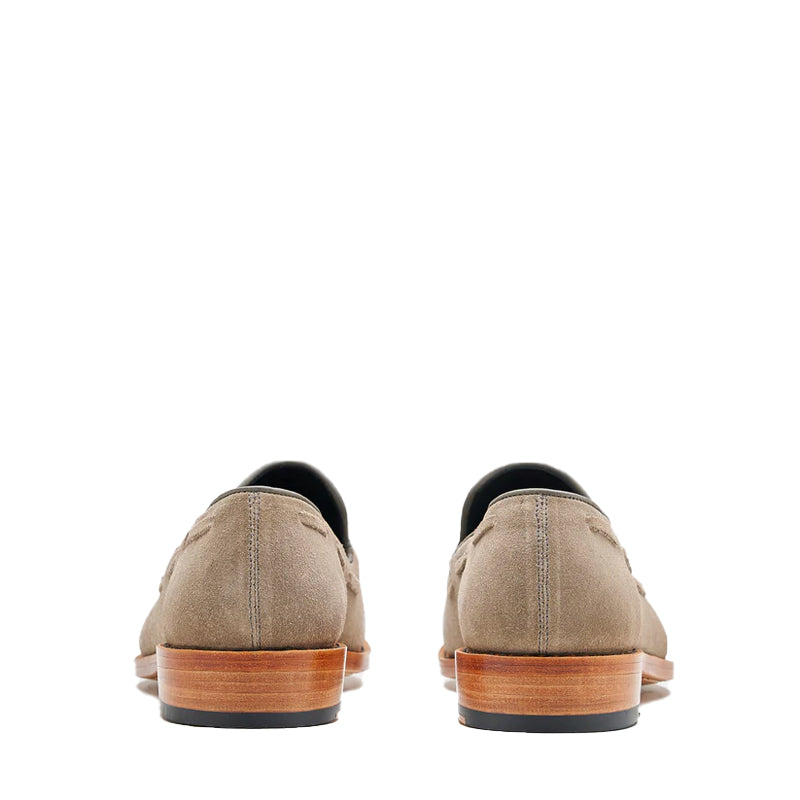 Men Classic Suede Leather Tassel Beige Loafer
