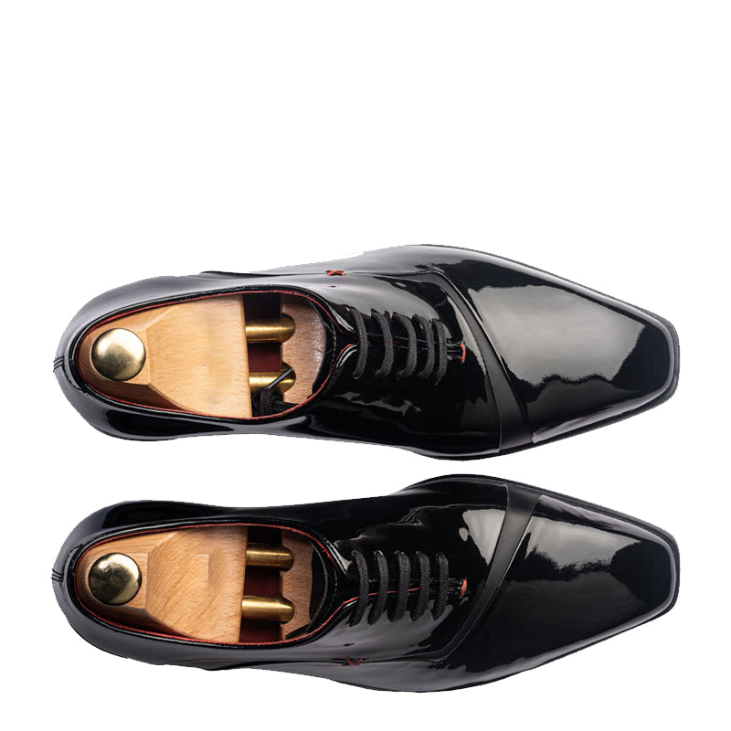 Patent Meta Cut Shiny Leather Oxford Black Shoe