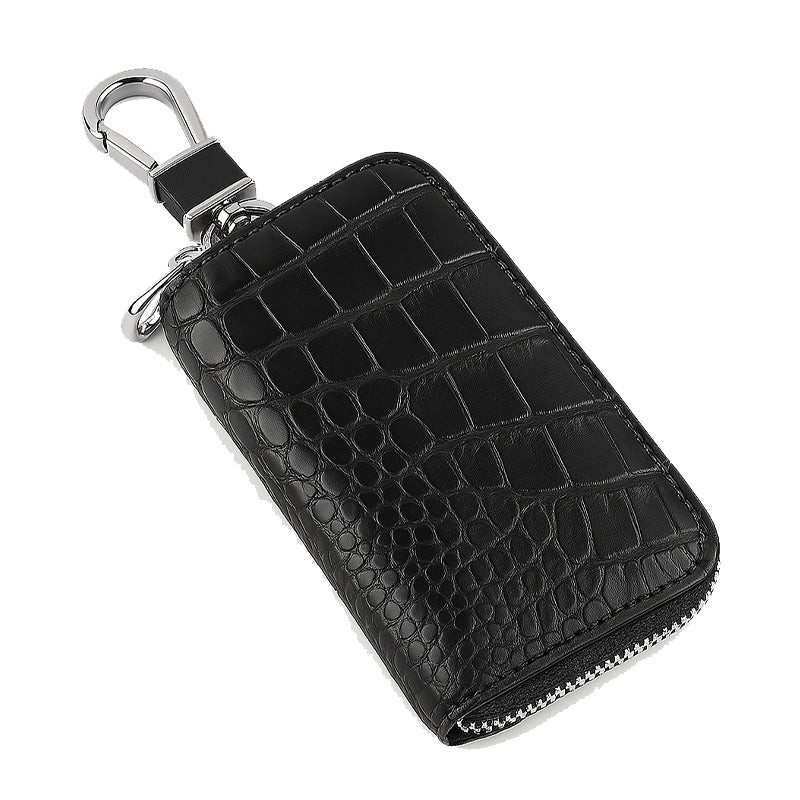 Croco Black Mini Zipper Key Case Wallet