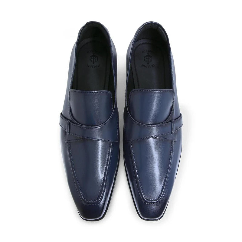 Classic Design Polished Shiny Leather Blue Loafer
