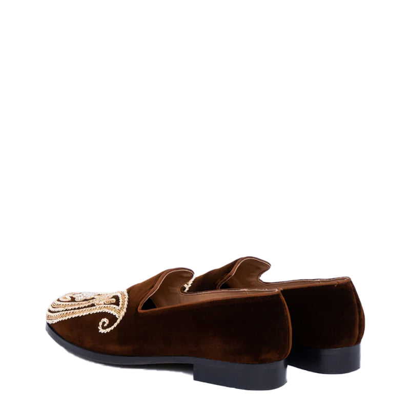 EMBROIDERY Velvet Slip-On Shoes