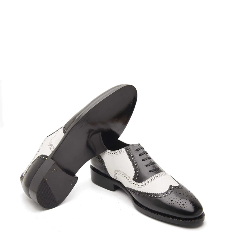 Wingtip Dual Tone Leather Formal Oxford Black and White Shoe