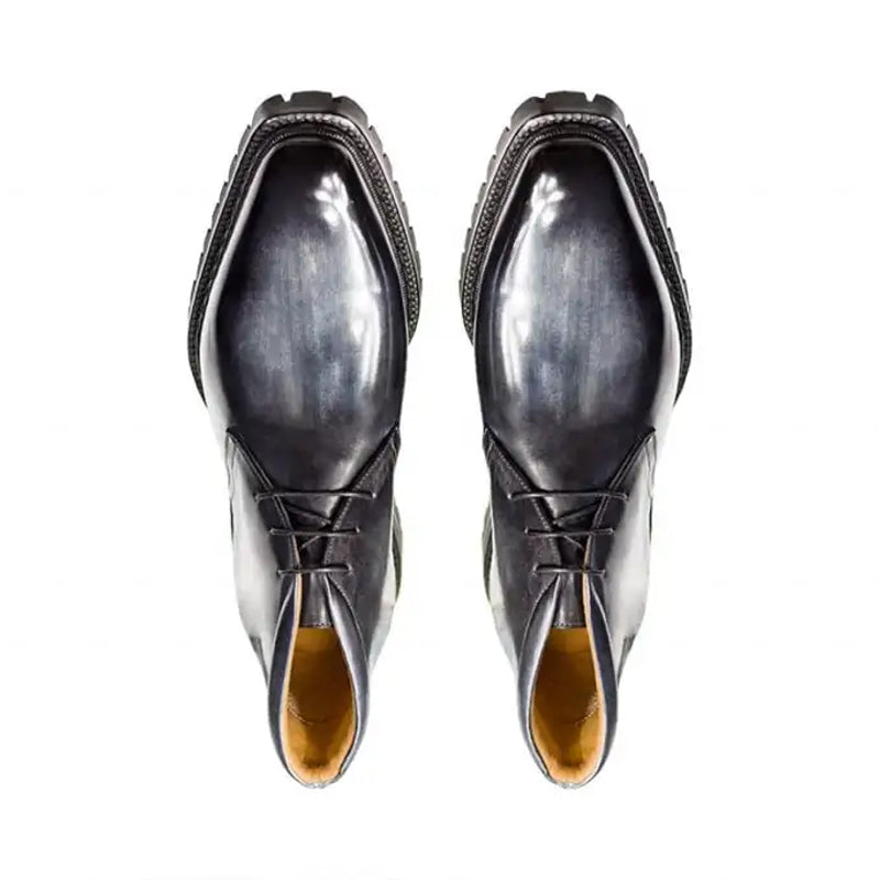 Men Handpainted Solid Leather Chukkas Burgundy Boot