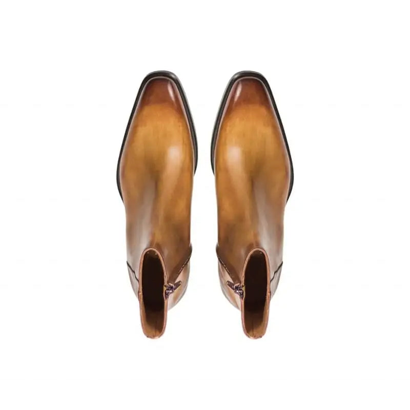 Midnight Classic Shiny Leather Side-Zipper Red Boot