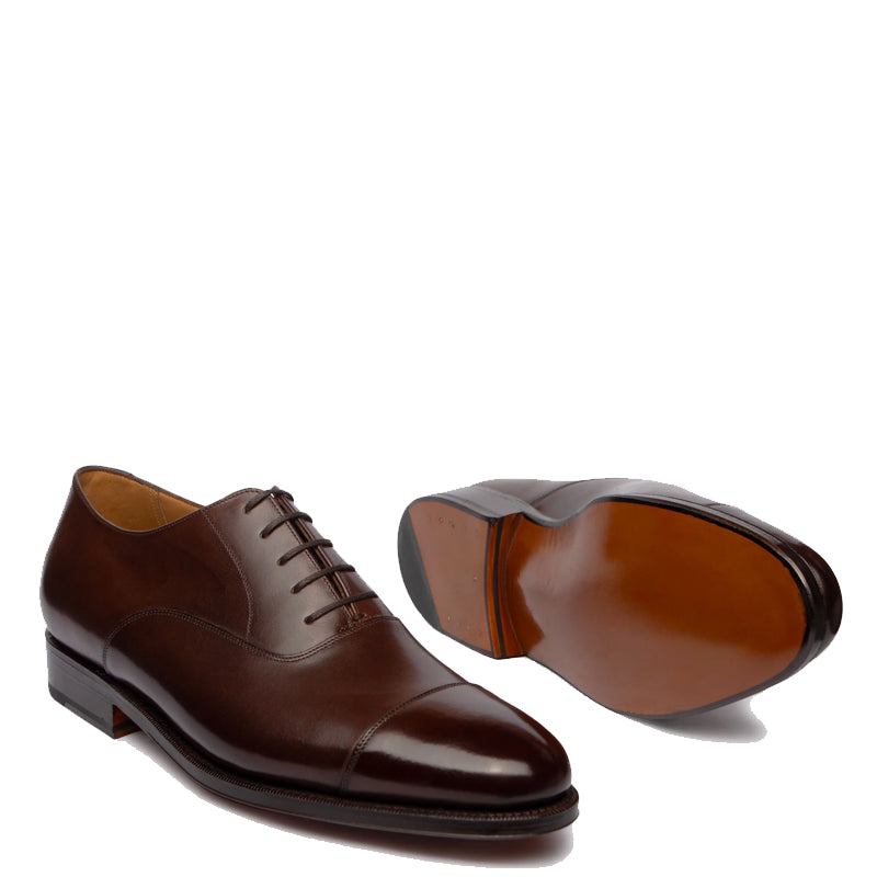 Plain Classic Design Captoe Leather Oxford Shoe Tan