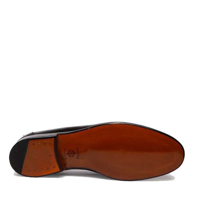 Polished Plain Leather Penny Black Loafer For Men