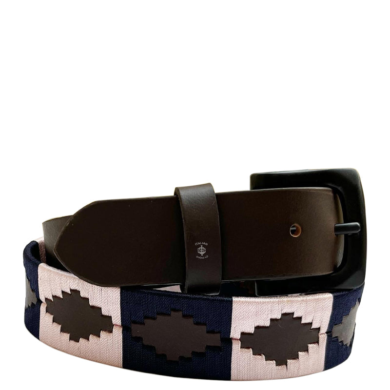 Stile polo Leather Belt Black and Blue