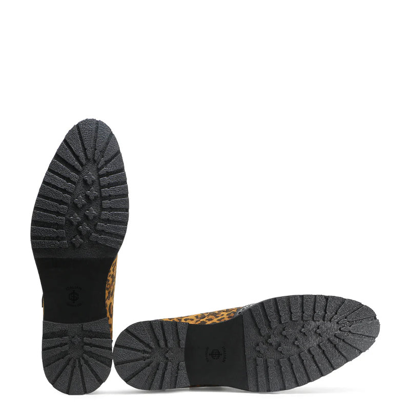 Leapard Printed Leather Double Monk Strap Shoe Black