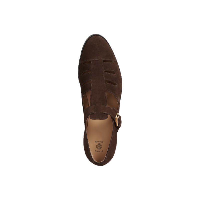 Suede Leather Closed Toe Fisherman Brown Sandal