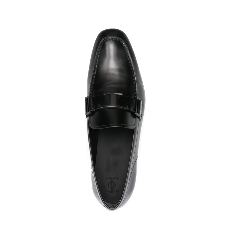 Penny Plaque Shiny Leather Black Loafer