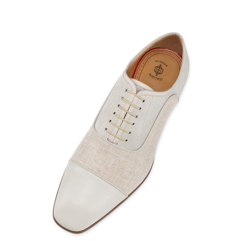 Men Captoe Solid Leather Oxford Shoe Off White