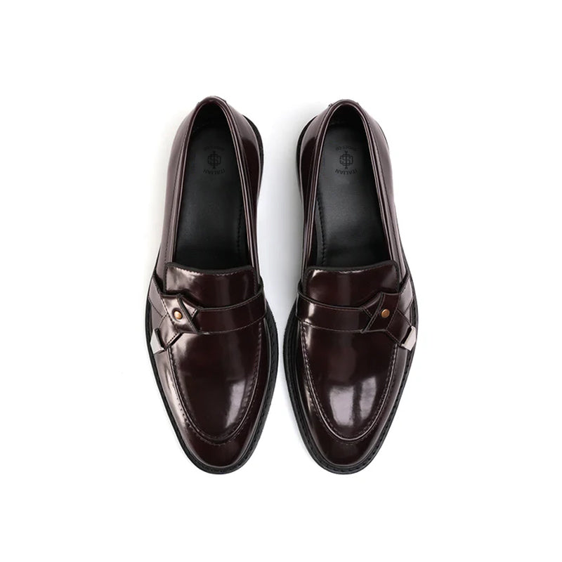 Men Slip-On  Polished Leather Formal Black Loafer