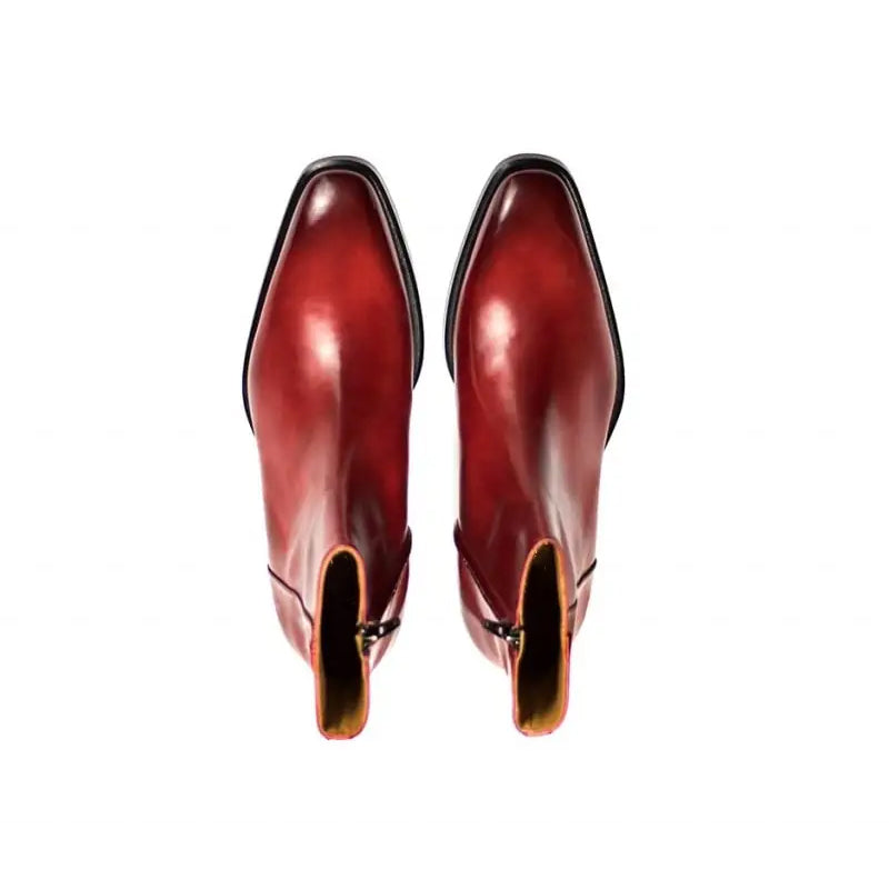 Midnight Classic Shiny Leather Side-Zipper Red Boot