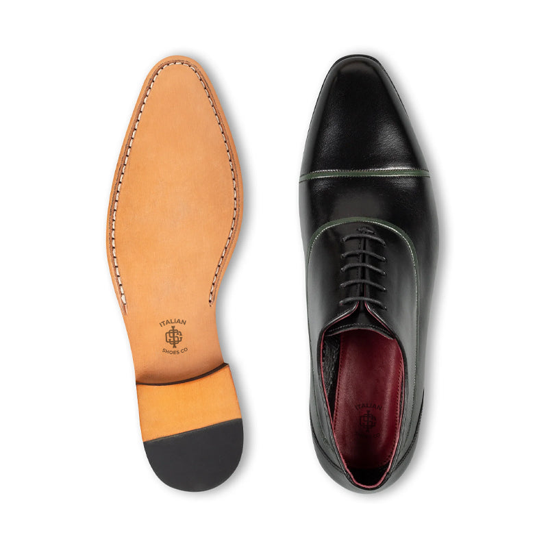 Classic Design Plain Leather Formal Oxford Shoe Green