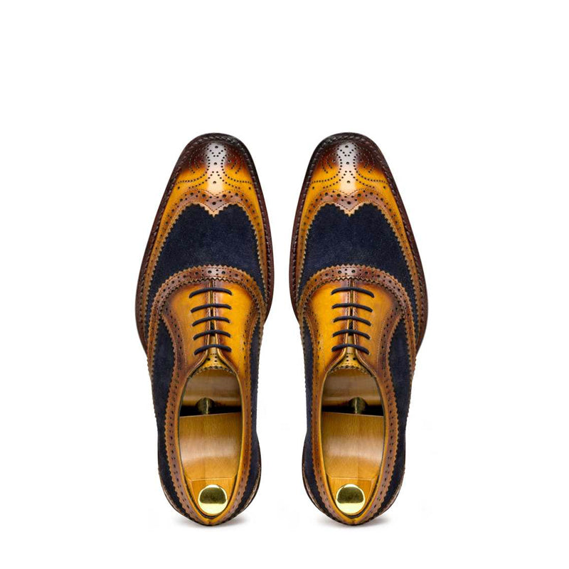 Leather Lace-UP Wingtip Oxford Shoes For Men