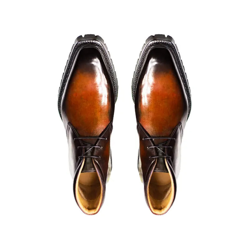 Men Handpainted Solid Leather Chukkas Burgundy Boot