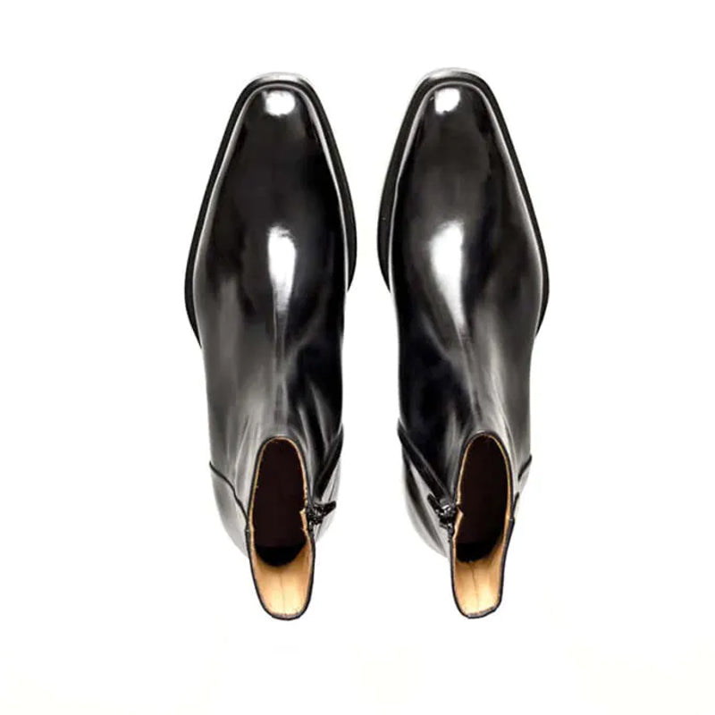 Midnight Classic Shiny Leather Side-Zipper Red Boot