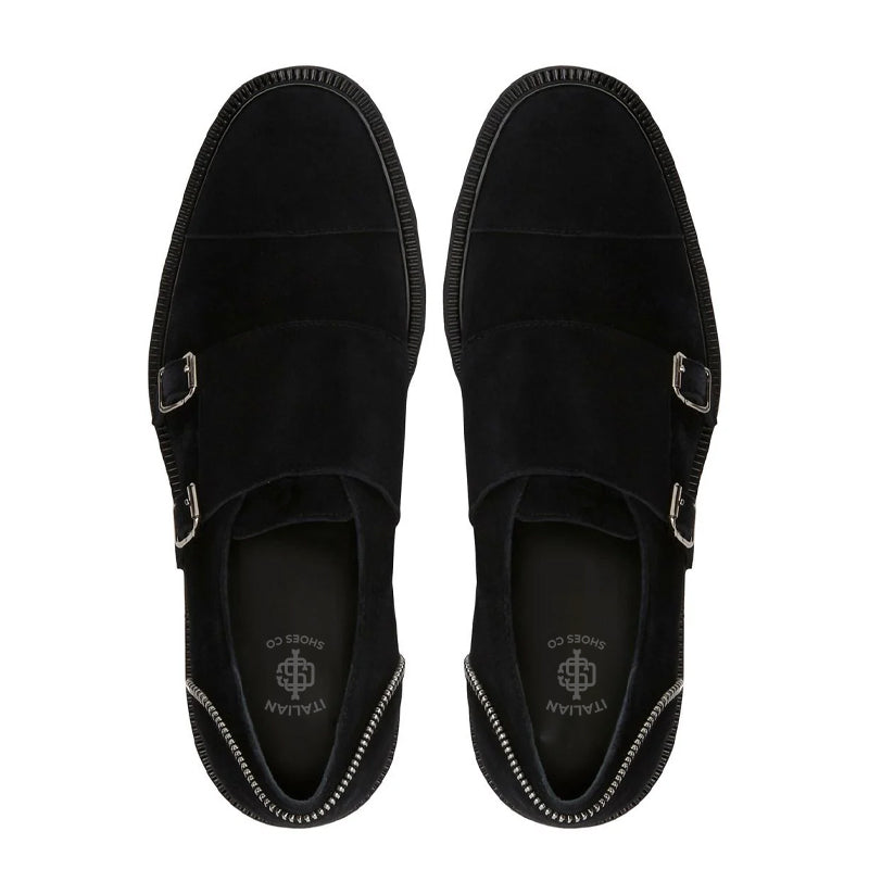 Monk Steep zip-trimmed Suede Loafer