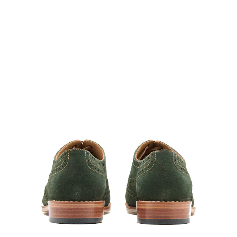 Classic Design Suede Wingtip Leather Oxford Shoe Olive Green