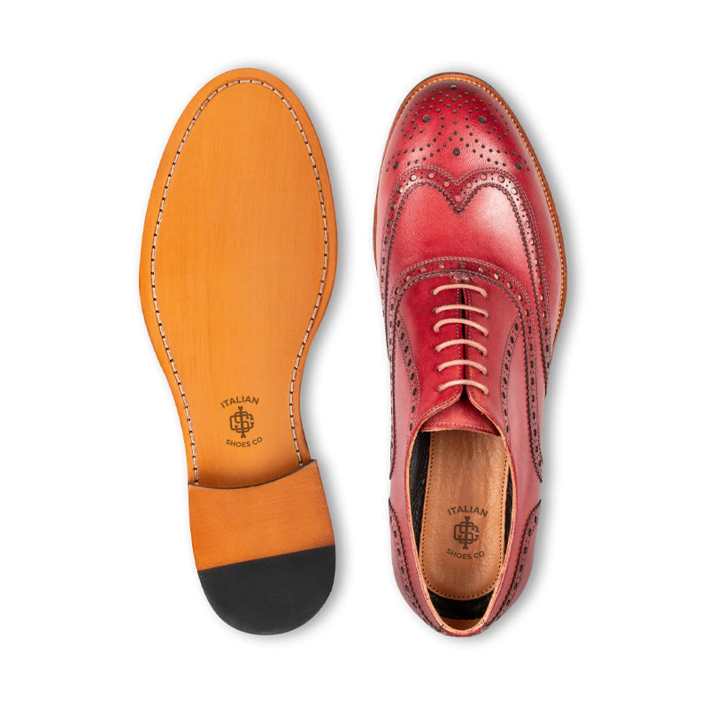 Classic Design Wingtip Pure Leather Oxford Shoe Tan