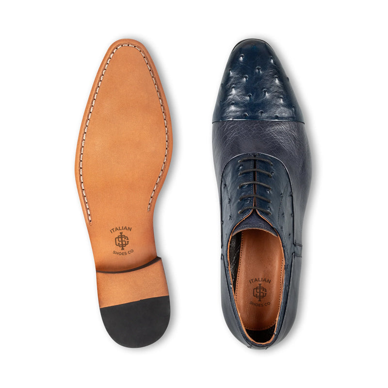 Classic Design Stylish Leather Oxford Shoe Blue