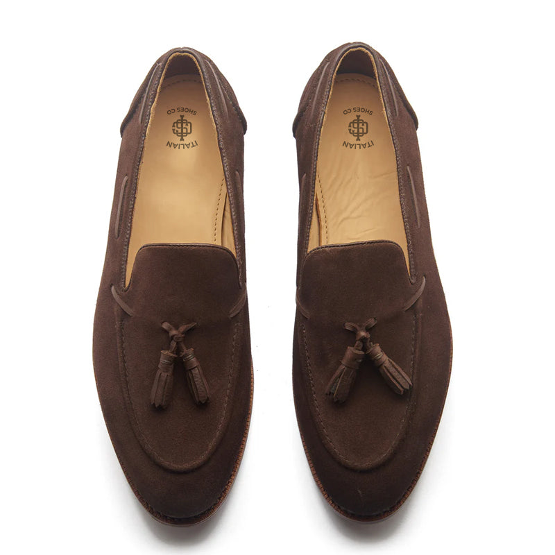 Men Suede Leather Slip-On Tassel Tan Loafer