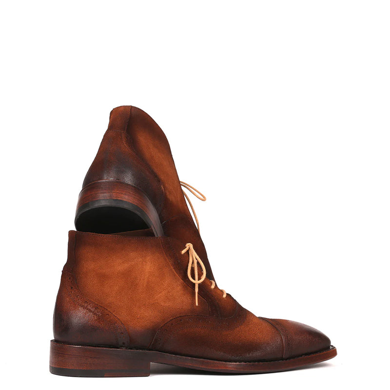 Antique Suede Lace-Up Cap Toe Ankle Boots
