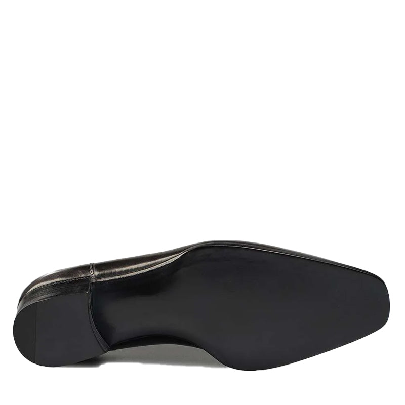 HandPainted Wholecut Split Toe Leather Oxford Black Shoe