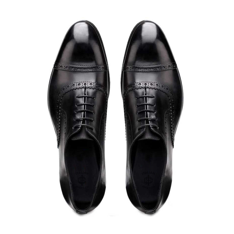 Polished Shiny Leather Black CapToe Oxford Shoe