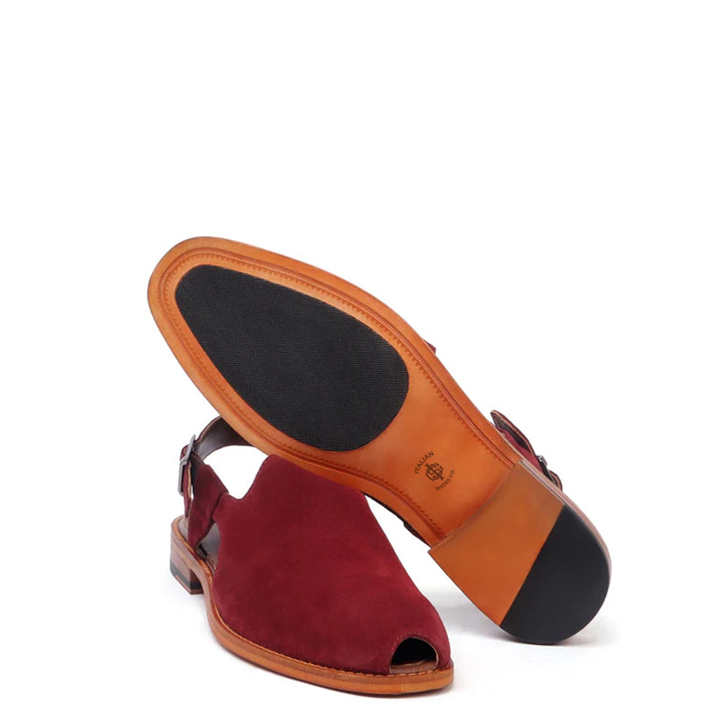Suede Handmade Leather Peshawari Maroon Sandal