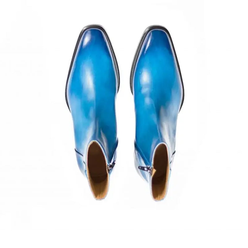 Midnight Classic Shiny Leather Side-Zipper Red Boot