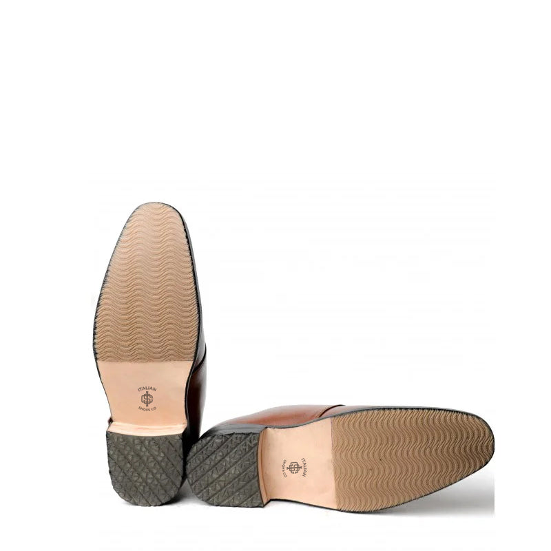 Men Textured Leather Single Monk Strap Shoe Black