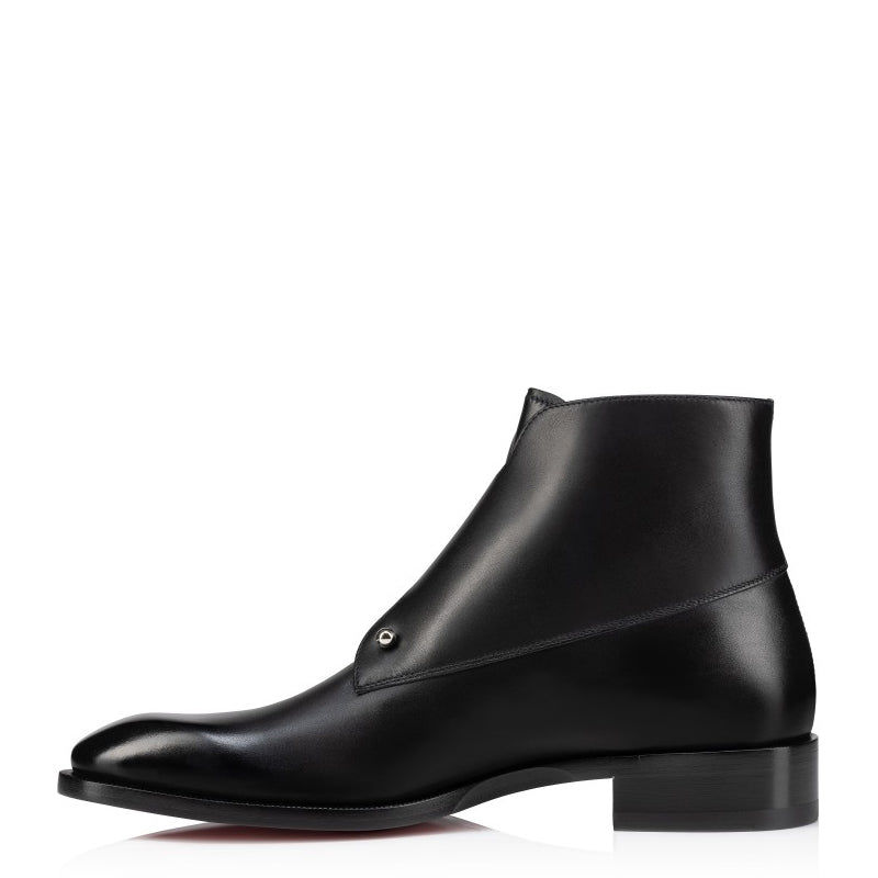 Double Monk Solid Black Leather High Ankle Boot