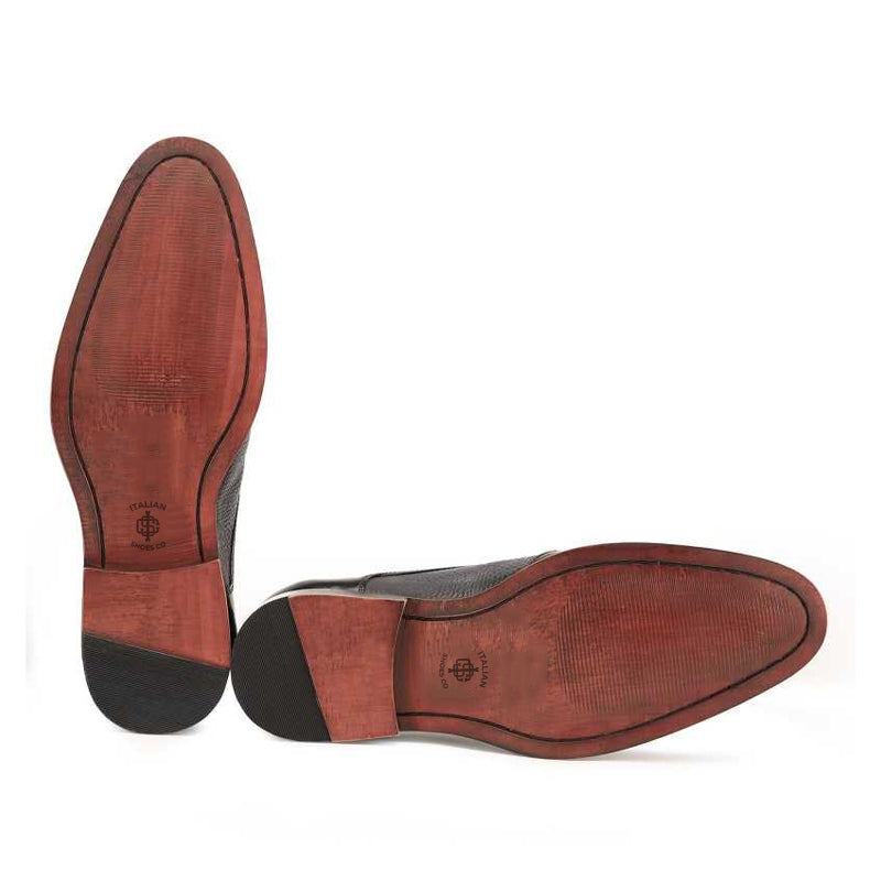 Dual Texture Patent Shiny Leather Oxford Black Shoe