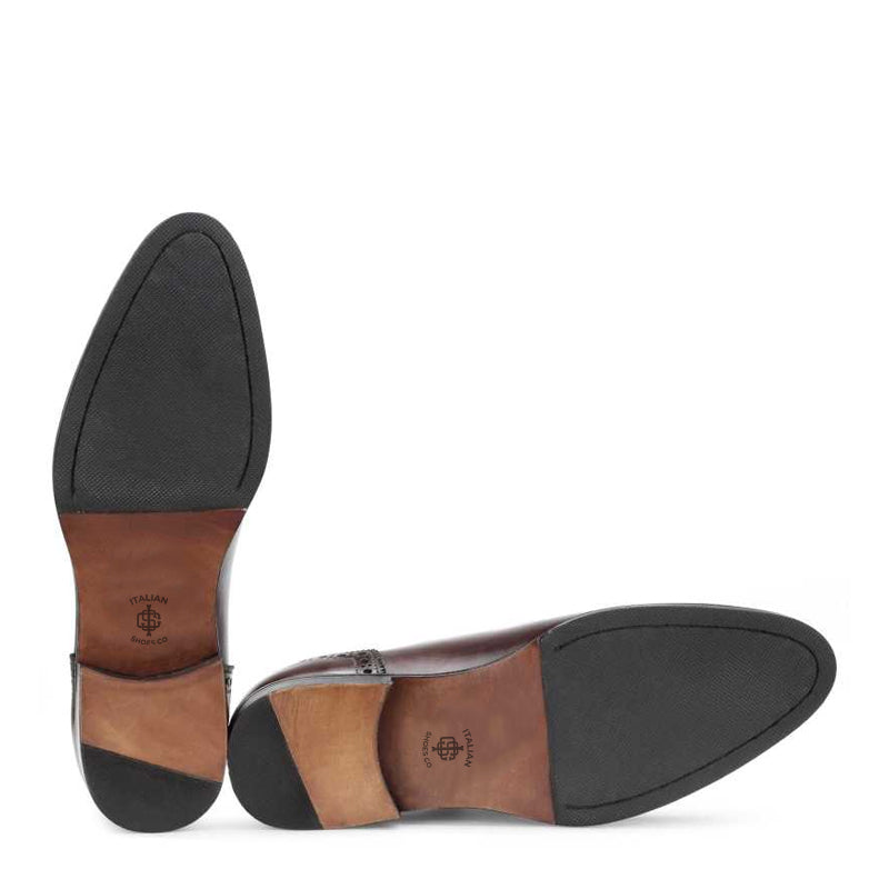 Classic Medallion Toe Polished Leather Oxford Shoes