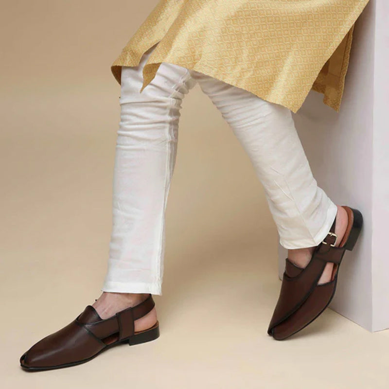 Premium Classic Leather Peshawari Brown Sandal