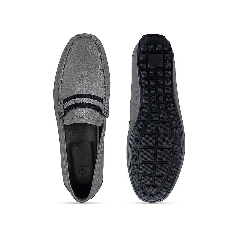 Premium Handmade Leather Moccasins Formal Grey Loafer