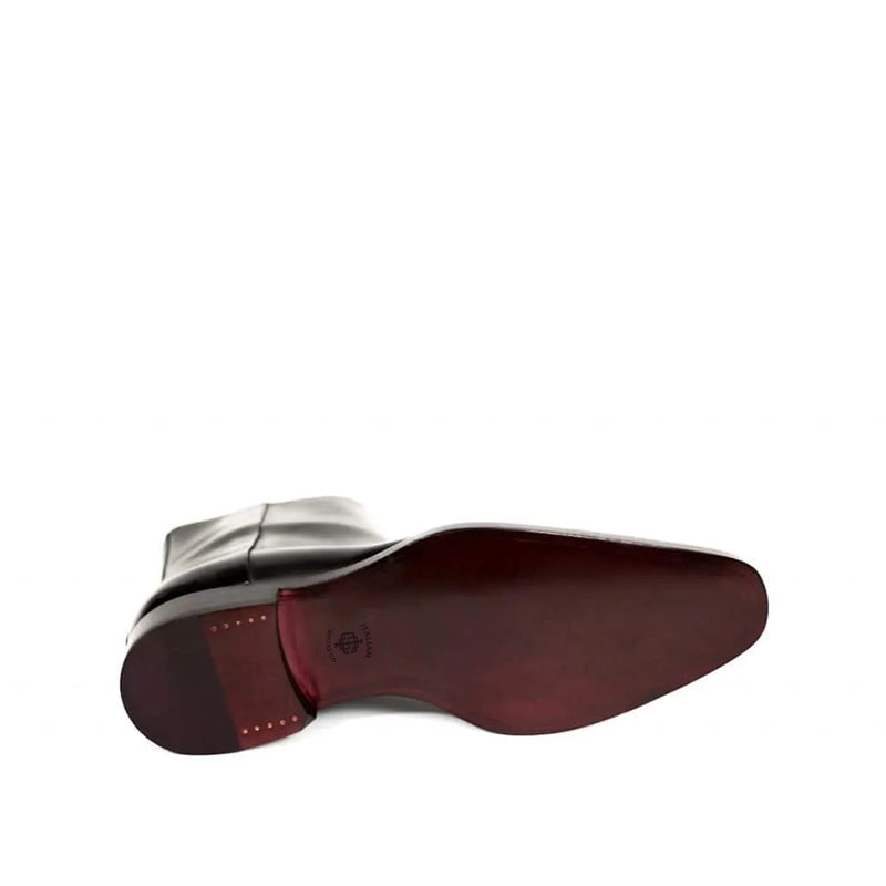 Midnight Classic Shiny Leather Side-Zipper Red Boot