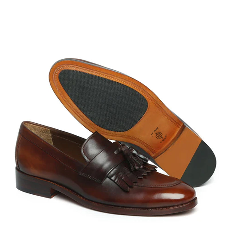Penny Slip-On Leather Brown/Tan Tassel Loafer With Fringes