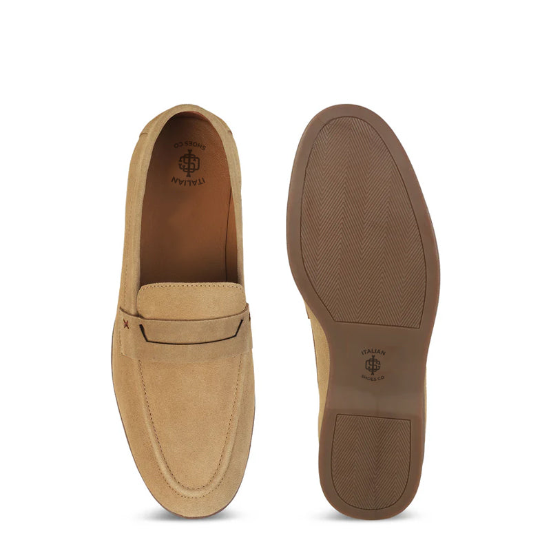 Men Suede Casual Leather Penny Tan Loafer