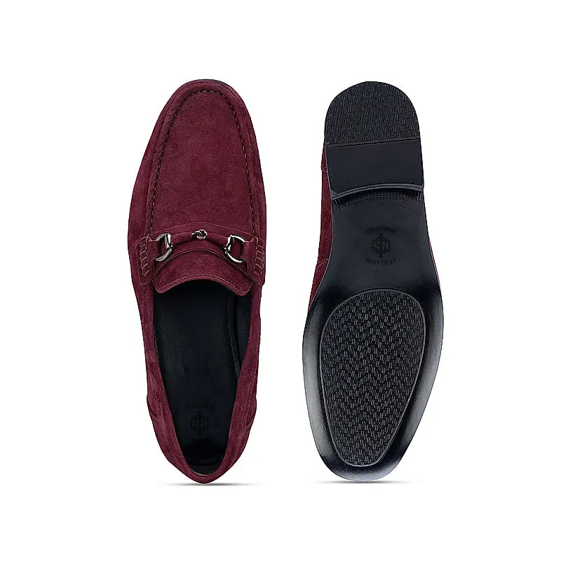 Suede Leather Formal Horsebit Buckled Blue Loafer