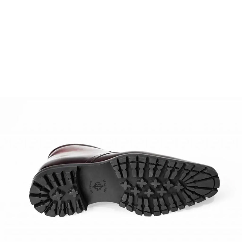 Men Handpainted Solid Leather Chukkas Burgundy Boot