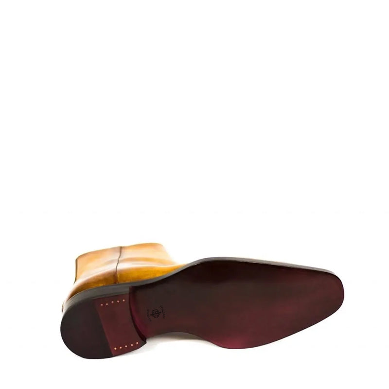 Midnight Classic Shiny Leather Side-Zipper Red Boot