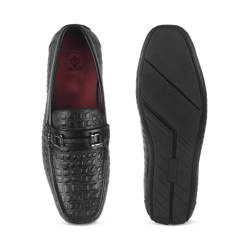 Men Casual Stylish Italian Leather Driving Black Loafer