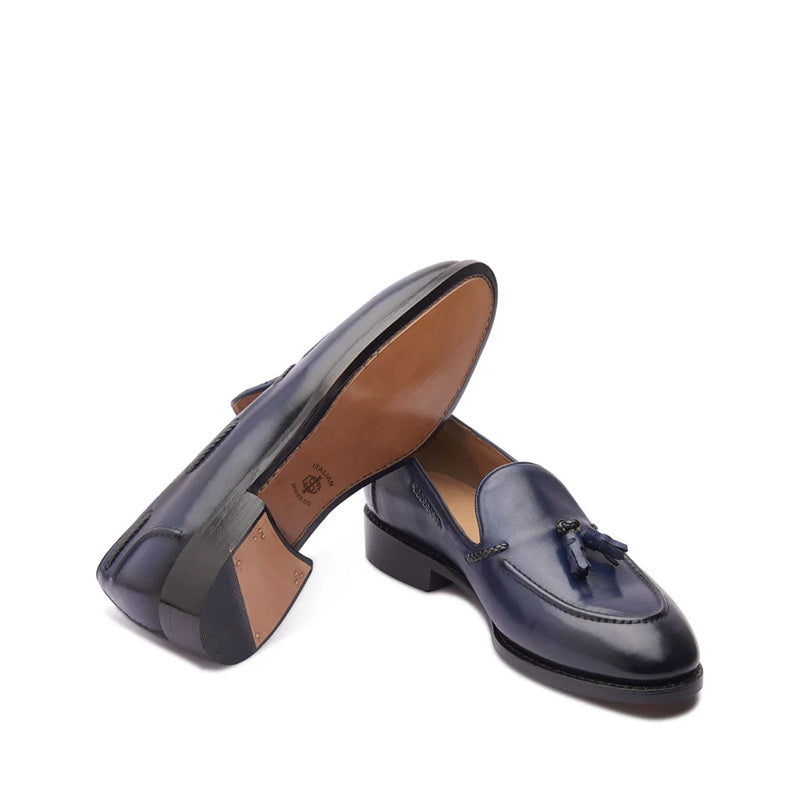 Classic Handmade Solid Leather Tassel Loafer Black