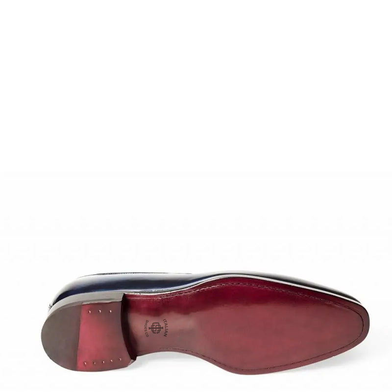 Shiny Leather Pure Tassel Blue Loafer