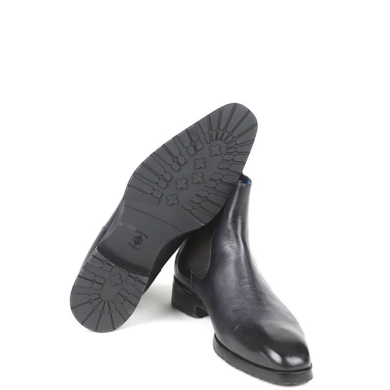 HandPainted Solid Leather Chelsea Boot Black and Green