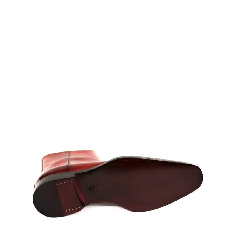 Midnight Classic Shiny Leather Side-Zipper Red Boot