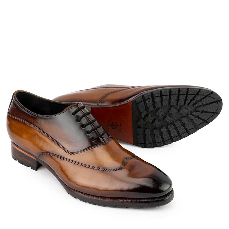 Classic Patina Glossed Leather Oxfords Shoe Tan